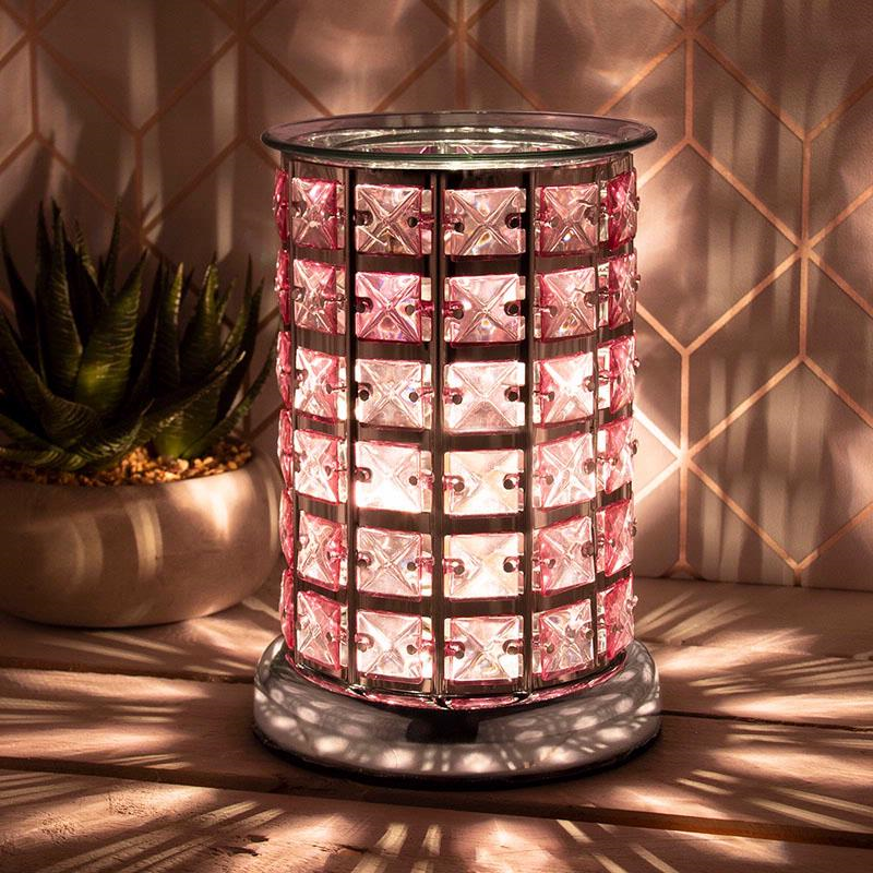 Aroma Lamp Warmer Pink and Silver