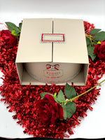 Cream Round Surprise Gift Hat Box with Red Roses