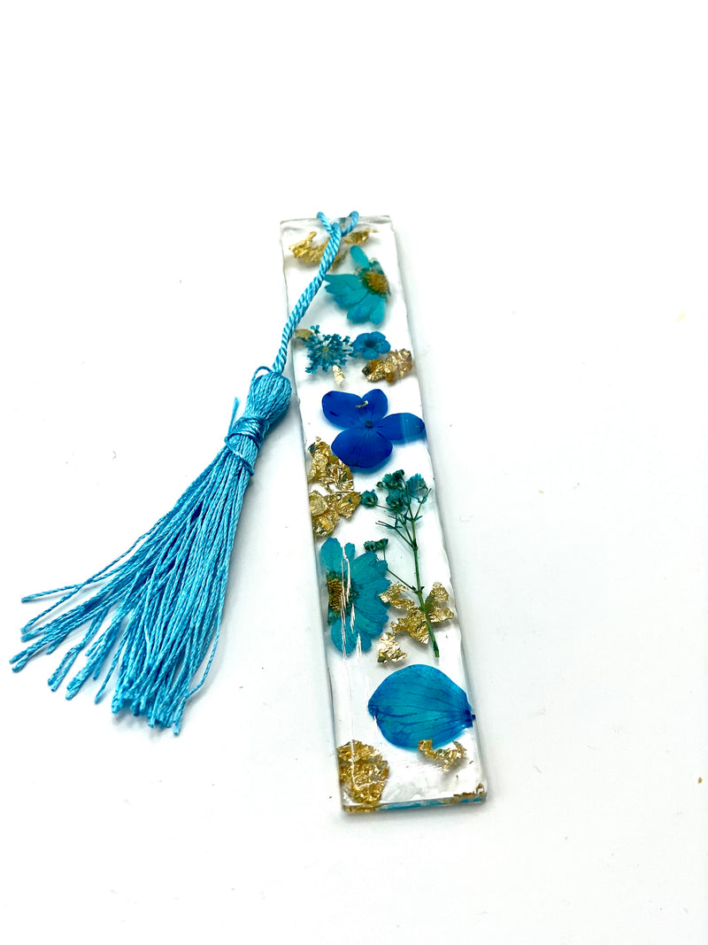 Resin Bookmark with Blue Flowers