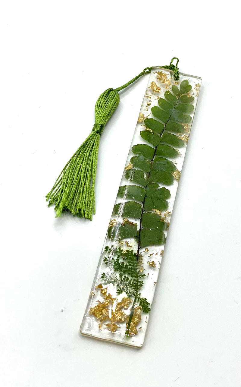 Resin Bookmark with Green Flowers
