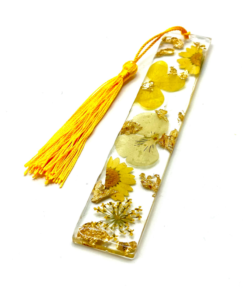 Resin Bookmark with Yellow Flowers