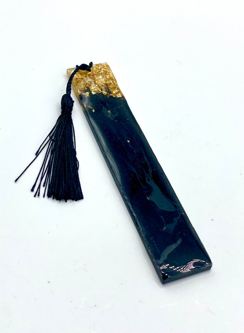 Resin Bookmark Black with Gold Flake Top