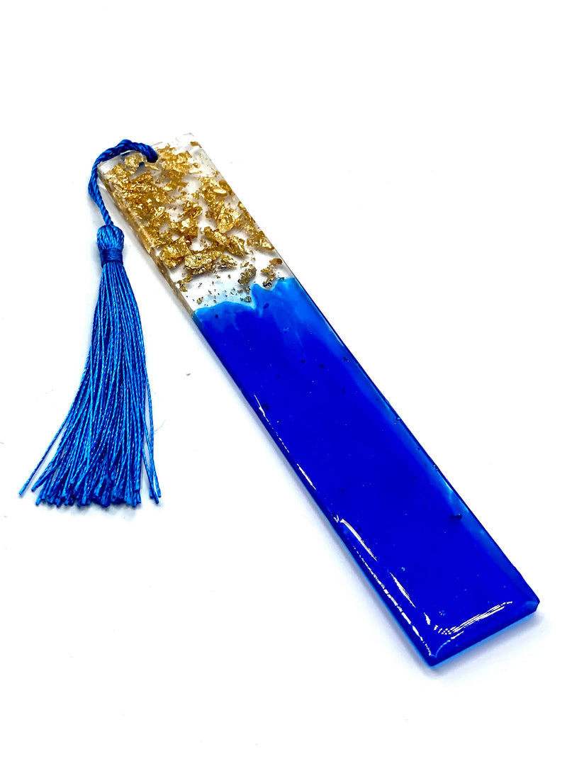 Resin Bookmark Blue with Gold Flake Top