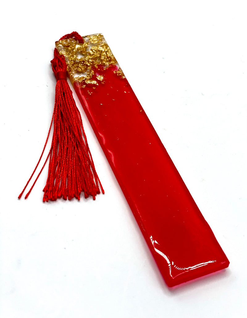 Resin Bookmark Red with Gold Flake Top