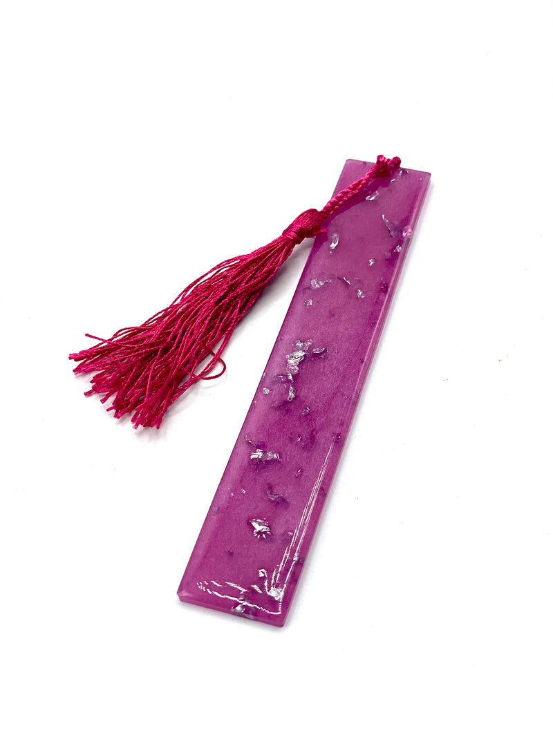Resin Bookmark Hot Pink with Silver Flakes