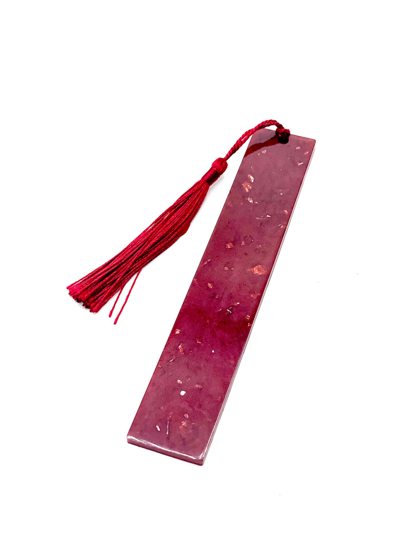 Resin Bookmark Dark Red with Silver Flakes