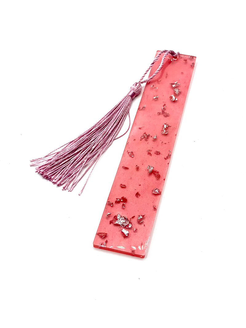 Resin Bookmark Pink with Silver Flakes