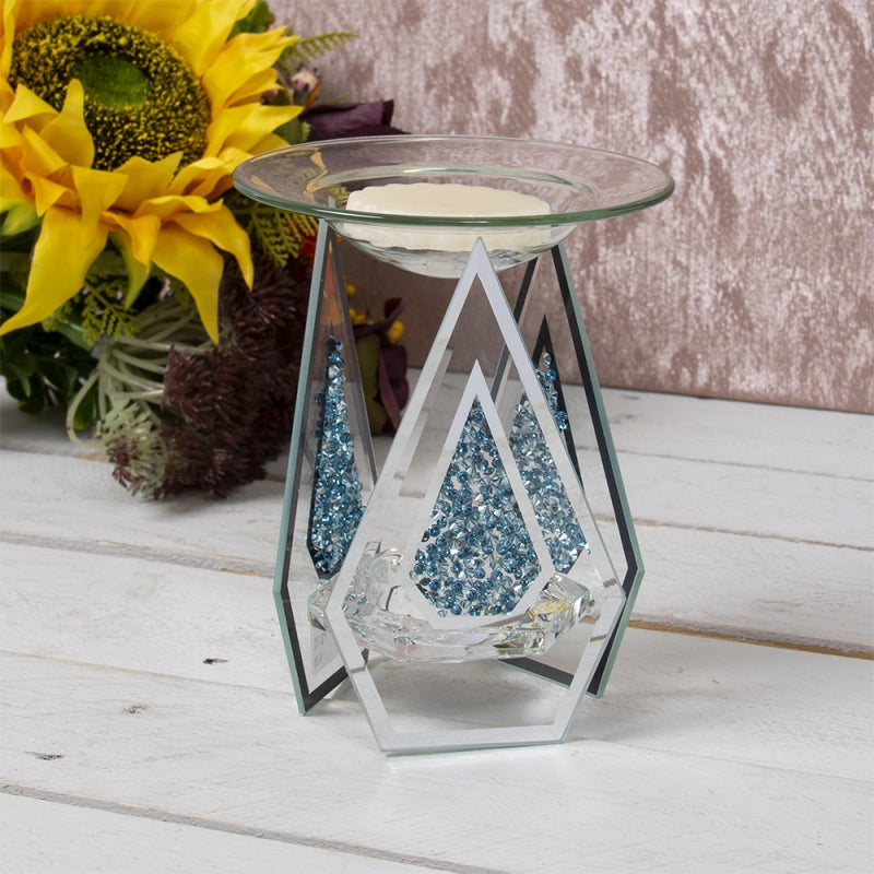 Glass Wax Melter in Blue Crystal