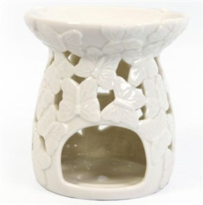 Cream Embossed Butterfly Wax Melter