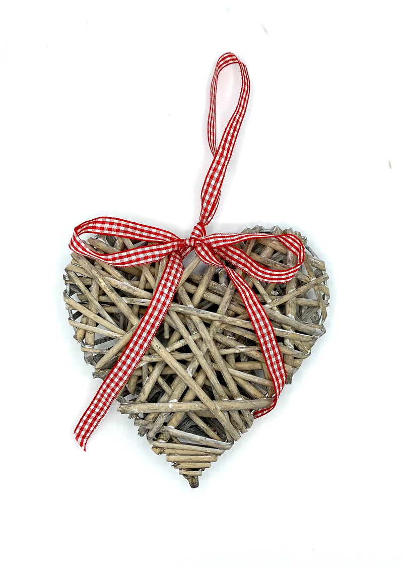 Grey Wicker Heart Decoration