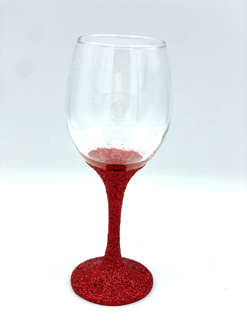 Glitter Wine Glass in Red