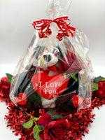 Panda Gift Wrapped with Red Rose