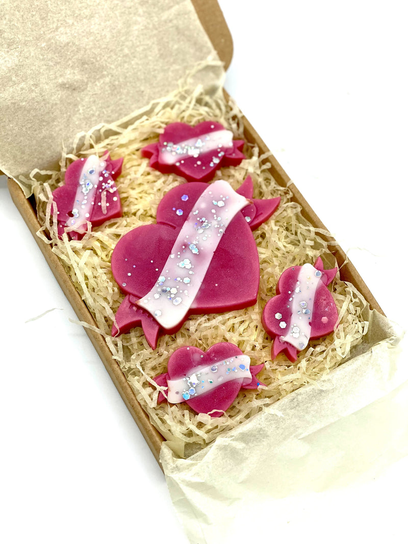 Soy Wax Melt Hearts Gift Set ~ Blush Silk