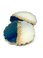 Black and White Resin Coasters with Gold Flakes and Edging