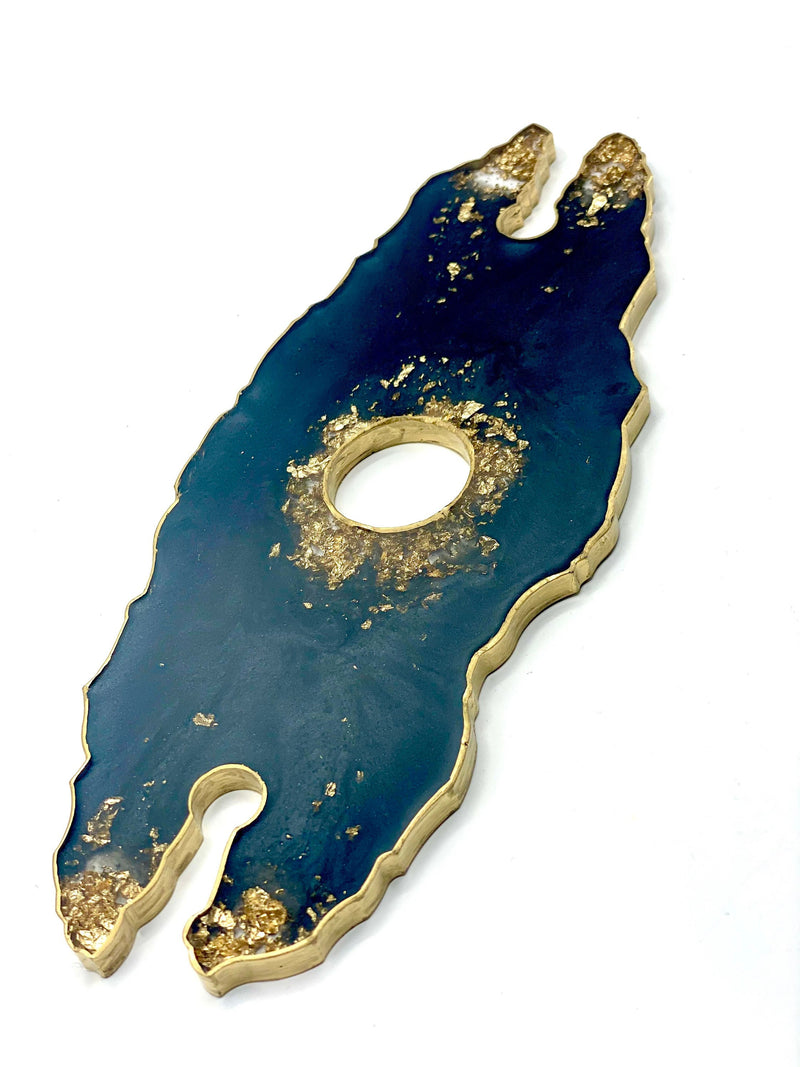 Black Resin Wine Butler with Gold Flakes and Edging