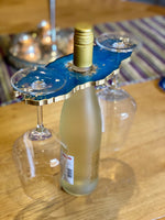 Blue Resin Wine Butler with Gold Flakes and Edging