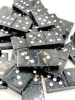 Resin Dominoes Games Set in Black with Gold Flakes