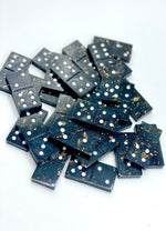 Resin Dominoes Games Set in Black with Gold Flakes