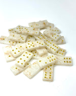 Resin Dominoes Games Set in White with Gold Flakes