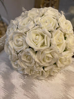Wedding Pearl Collection ~ Cream Rose Bridal Posy Bouquet