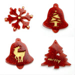 Resin Christmas Tree decorations in Red & Gold ~ Bell  Tree Snowflake