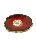 Red Resin Coasters with Gold Flakes and Edging