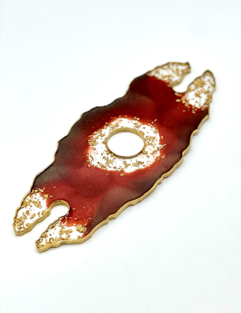 Red Resin Wine Butler with Gold Flakes and Edging