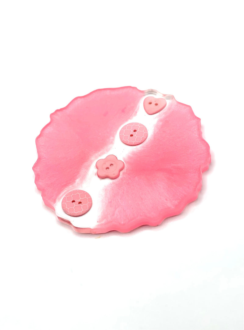 Pink Button Resin Coasters