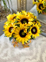 Cream Hat Box with Sunflowers