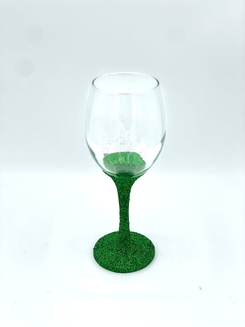 Glitter Wine Glass in Green