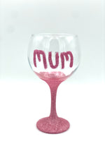 Personalised MUM Glitter Gin Glass in Pink