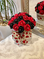 Ladybird Cream Hat Box with Red & Black Roses