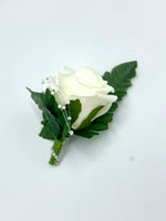 Wedding Pearl Collection ~ Single Rose Buttonhole with Pearls Groom, Best man, Guest